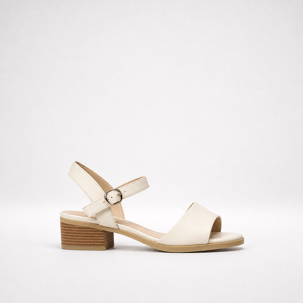 Valentina | Genuine Leather Peep Toe Heels with Ankle Strap | Roman Style Sandals for Everyday Comfort