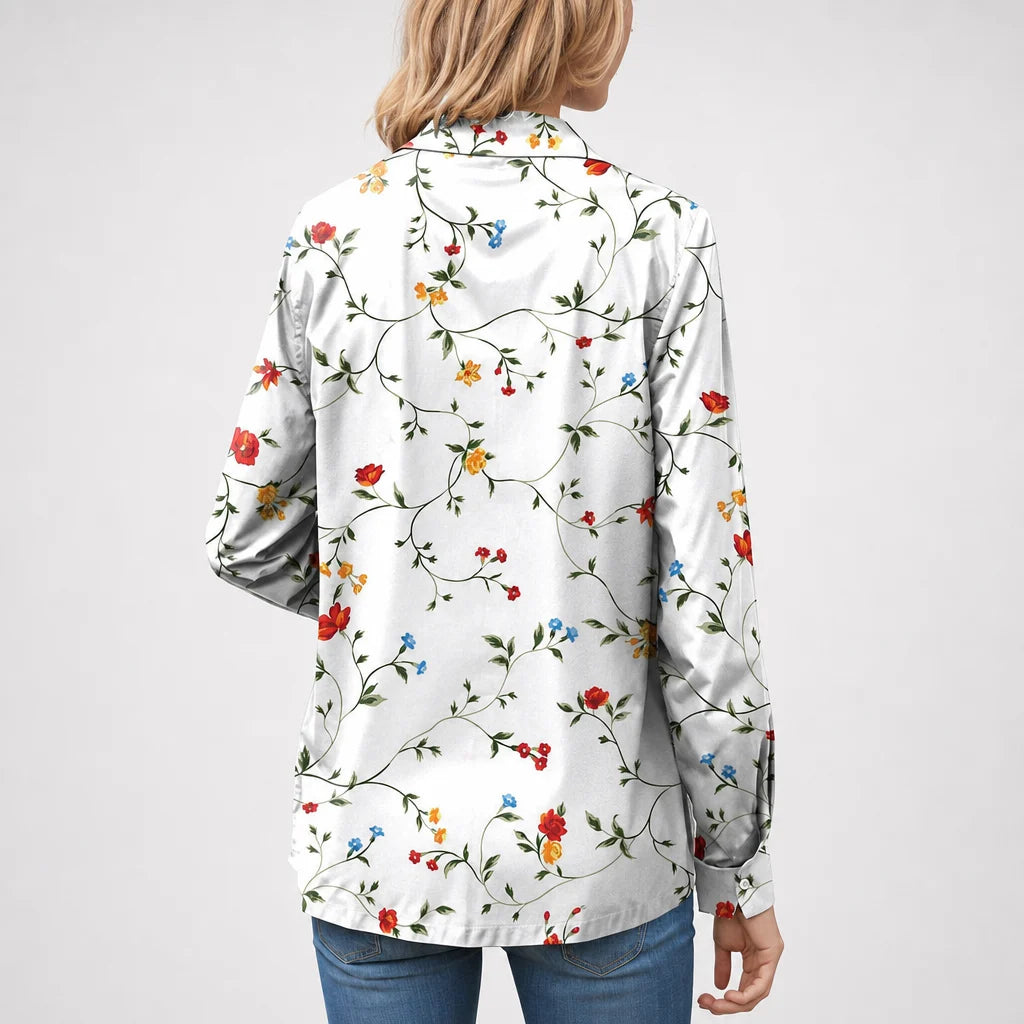 Oasis | Long Sleeve Floral Button-Up Shirt with Turn-Down Collar | Casual Broadcloth Top for Daily Summer Wear